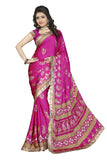 Designer Pink Embroidered Printed Georgette Saree